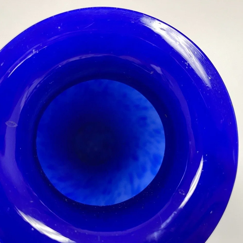 Blue White Glass Vase 11 3/8